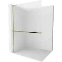 Mexen Kioto+ L douchewand met plank Walk-in 100 x 200 , matglas, goud - 800-100-123-50-30