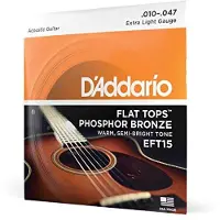 D'addario And Co EFT15 FLAT TOPS PHOSPHOR BRONZE ACOUSTIC GUITAR STRINGS EXTRA LIGHT 10-47