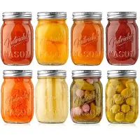 Nutrichef Glazen Weckpotten – 8-delige set glazen potten met roestvrijstalen deksels – 473 ml