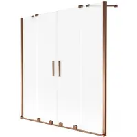 Mexen Velar Duo badwand scherm 2-deurs schuif 150 x 150 , ijs, roségoud - 896-150-000-32-60