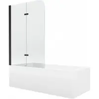 Mexen Cubik rechthoekig bad 150 x 70 met ombouw en 2-delige scherm 80 , transparant, zwart - 550315070X9008027000