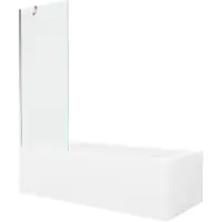 Mexen Vega rechthoekig bad 160 x 70 met bekleding en 1-delig scherm 70 , transparant, chroom - 550116070X9507000001