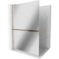 Mexen Kioto+ L douchescherm met plank Walk-in 120 x 200 , spiegel, roze goud - 800-120-123-60-50