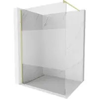 Mexen Kioto douchewand Walk-in 80 x 200 , transparant/mat 8 mm, goud geborsteld - 800-080-101-55-35