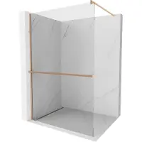 Mexen Kioto+ douchewand met plank Walk-in 75 x 200 , transparant, geborsteld koper - 800-075-121-65-00