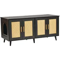 DUOKU Kattenbak - - Houten Kast - Voor 2 Katten - Zwart - Afmetingen 47,2x19,7x21,7 inch