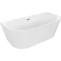 Mexen Oval vrijstaande wandbad 140 x 75 , wit, overloop goud - 52671407500-50