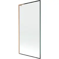 Mexen Next L badwand éénvleugelig 90 x 150 , zwart frame, geborsteld koper - 895-090-000-03-70-65