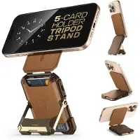 Supcase MagFlip Magnetic Wallet Stand | Magnetische Kaarthouder / Pasjeshouder | Compatibel met MagSafe | Portemonnee voor 5 Pasjes | Portemonnee | Standaard | Bruin