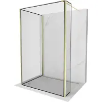 Mexen Kioto douchewand Walk-in 140 x 90 x 30 , zwarte omlijsting, geborsteld goud - 800-140-090-221-55-70-030