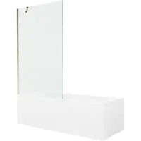 Mexen Cubik rechthoekig bad 160 x 70 met ombouw en 1-delige cabine 100 , transparant, goud - 550316070X9510000050