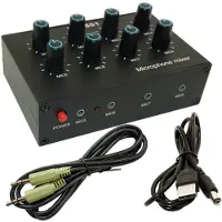 Jojomino -801 Condensatormicrofoon-expander 8-kanaals 3,5 mm mixer Multi-kanaals ingangshub