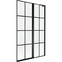 Mexen Mist L badwand 2-delig rechts 110 x 150 , zwart raster, zwart - 8A9L-110-011-70-77-P