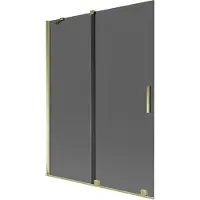 Mexen Velar badwand 2-delig schuifbaar 130 x 150 , grafiet, goud - 896-130-000-41-50