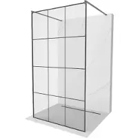 Mexen Kioto vrijstaande douchewand 110 x 200 , zwart raster 8 mm, geborsteld kanon grijs - 800-110-002-66-77