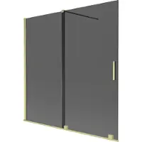 Mexen Velar badwand tweevleugelig schuifbaar 160 x 150 , grafiet, geborsteld goud - 896-160-000-41-55