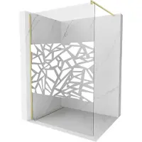 Mexen Kioto douchewand Walk-in 120 x 200 , wit patroon 8 mm, geborsteld goud - 800-120-101-55-85