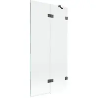 Mexen Lunar badwand 2-delig rechts 90 x 150 , transparant, geborsteld geweergrijs - 897-090-100-66-00-P
