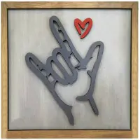 Semoic Ik hou van jou gebarentaal houten bord - Rustieke boerderij