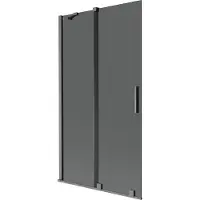 Mexen Velar badwand met 2 schuifvleugels 100 x 150 , grafiet, gun gray geborsteld - 896-100-000-41-66