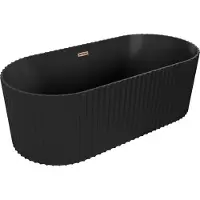 Mexen Paola vrijstaande geribbelde badkuip 150 x 75 , zwarte mat, overloop roze goud - 52721507571-60