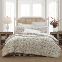Laura Ashley - Twin Dekbedo Set, Omkeerbaar Katoenen Bedlinnen met Bijpassende Sham, Bloemenprint met Geruite Achterkant