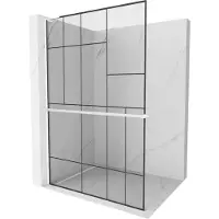 Mexen Kioto+ L douchewand met plank Walk-in 80 x 200 , zwart patroon, wit - 800-080-123-20-78