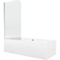 Mexen Cube rechthoekig bad 170 x 80 met ombouw en 1-delige scherm 80 , transparant, chroom - 550517080X9008010100