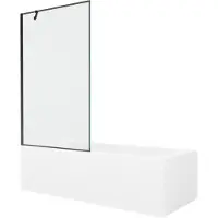 Mexen Vega rechthoekig bad 160 x 70 met afwerking en 1-deurs scherm 100 , zwart patroon - 550116070X9510007070