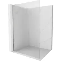 Mexen Kioto L douchewand Walk-in 110 x 200 , strepen, geborsteld nikkel - 800-110-103-97-09