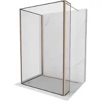 Mexen Kioto douchewand Walk-in 130 x 90 x 40 , zwart frame, geborsteld koper - 800-130-090-221-65-70-040