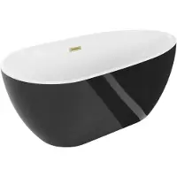 Mexen Eos vrijstaande badkuip 170 x 75 , wit/zwart, overloop goud geborsteld - 52471707575-55