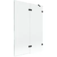 Mexen Lunar badwand 2-delig rechts 120 x 150 , transparant, geborsteld geweergrijs - 897-120-100-66-00-P