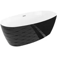 Mexen Olea vrijstaande badkuip patroon 170 x 80 , wit/zwart, chroom overloop - 52821708075-01