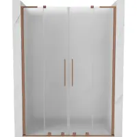 Mexen Velar L Duo schuifdeuren voor douche 160 , mat glas, geborsteld koper - 871-160-003-32-65