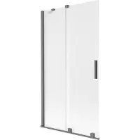 Mexen Velar badwand tweevleugelige verschuifbaar 100 x 150 cm, ijsbloem, kanonnenmetaal - 896-100-000-31-95