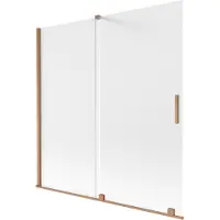 Mexen Velar douchewand 2-delig schuifbaar 160 x 150 cm, ijsglas, geborsteld koper - 896-160-000-31-65