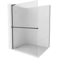 Mexen Kioto+ L Douchepaneel met plank Walk-in 70 x 200 , ribbels, zwart - 800-070-123-70-09