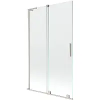 Mexen Velar L tweepanelige schuifbare douchewand 110 x 150 , transparant, geborsteld nikkel - 896-110-003-01-97