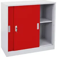 MCW Boston -F41 archiefkast, stalen kast, met schuifdeuren 90x90x45cm ~ rood