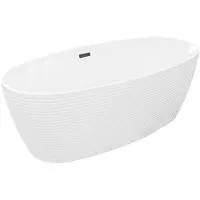 Mexen Lira vrijstaande badkuip patroon 170 x 80 , wit, zwarte overloop - 52831708000-70