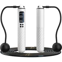 Typecat Intelligent tellend springtouw, gewichtdragend, touwloos, dubbeldoel fitnessoefening, staaldraad, wit