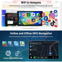 Torribaly Android 13 Autoradio Draadloze CarPlay Auto, 2DIN 9 inch touchscreen radio GPS WiFi Bluetooth achteruitrijcamera
