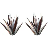 Semoic 2X Tequila Rustieke Sculptuur, Doe-Het-Zelf Metalen Agaveplant, Rustieke Handgeschilderde Metalen Agave, Tuintuin Kunstdecoratie 65cm