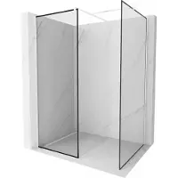 Mexen Kioto douchewand Walk-in 110 x 80 , zwart frame, wit - 800-110-202-20-70-080
