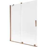 Mexen Velar badwand scherm 2-vleugelig schuifbaar 140 x 150 cm, matglas, roze goud - 896-140-000-31-60