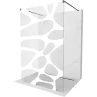 Mexen Kioto vrijstaande douchewand 110 x 200 , witte golf 8 mm, geborsteld kanongrijs - 800-110-002-66-97