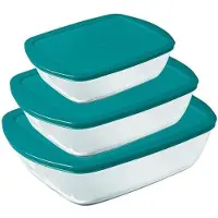 Pyrex Ovenschaal Cook & Store Rechthoek met Deksel (Set van 3)