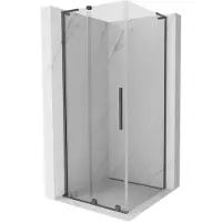 Mexen Velar L schuifbare douchecabine 120 x 120 , transparant, gun metal - 871-120-120-03-95