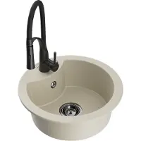 Mexen Diego granieten gootsteen 1-komorige met keukenmengkraan Aster, beige - 6512-69-73450-70-B
